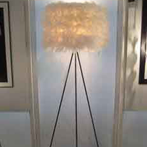floor lamp with white feather shade