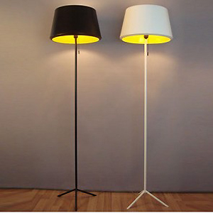 floor lamp with tripod and white or black shade