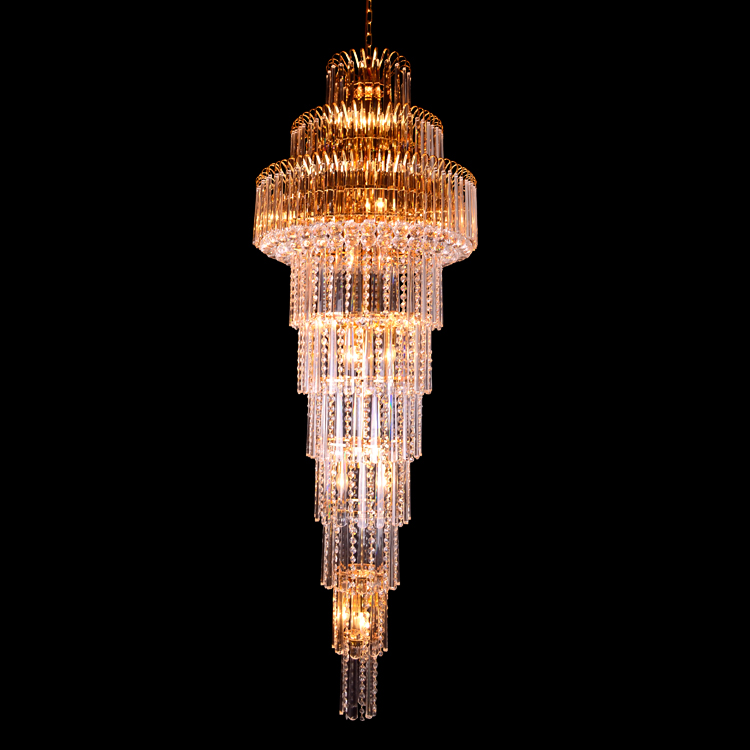 stair Big Size Crystal Pendant Lamp for Hotel