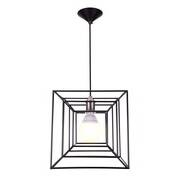 Custom made hot sale modern square iron metal frame  chandelier black pendant lamp