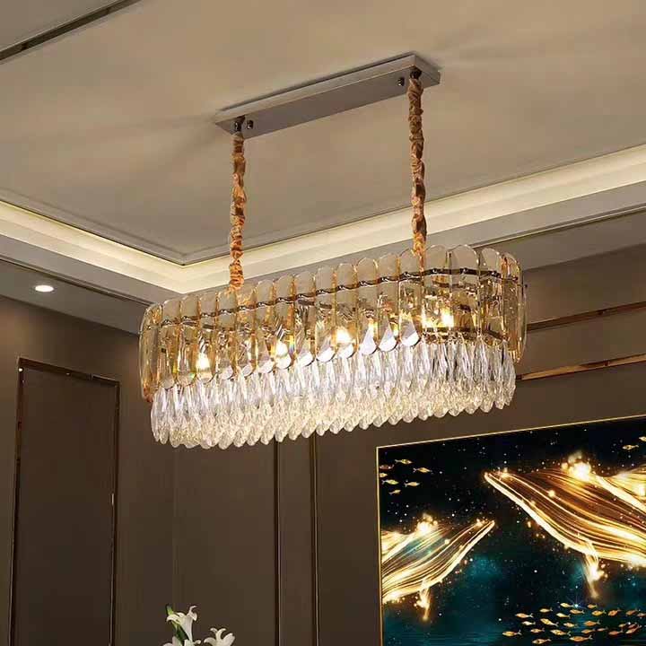 Post-modern creative oval crystal chandelier lamp crystal high-end villa living room dining room pendant lighting