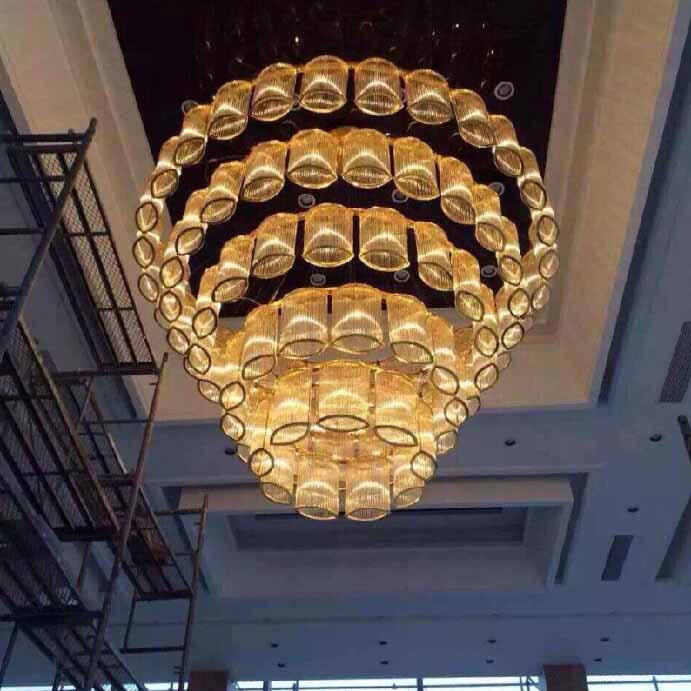 big crystal  pendant light for hotel project decoration  with many bulbs pendant lamp