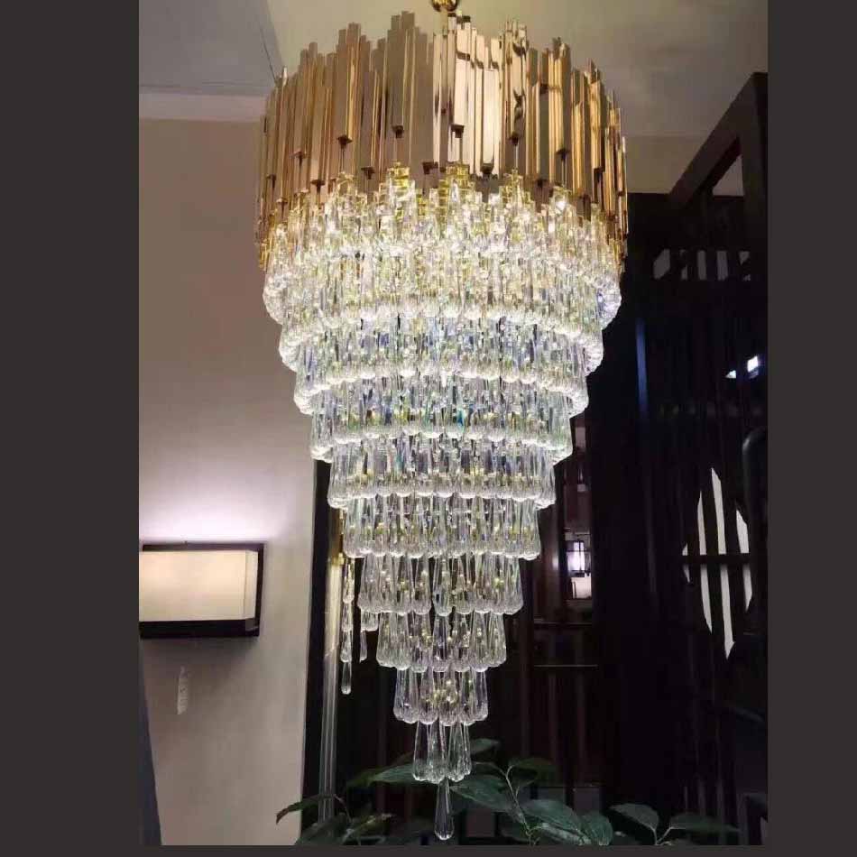 Glass tear drop pendant light for hotel hall decoration